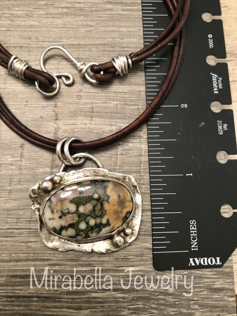 OOAK, Handmade Necklace Metalsmith Silversmith Sterling Silver Ocean Jasper Rustic Necklace Artisan Jewelry BOHO