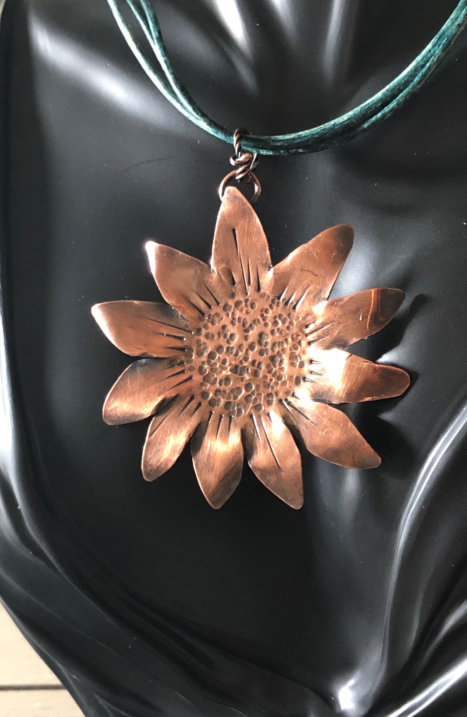 Copper Sunflower Necklace/pendant Etsy