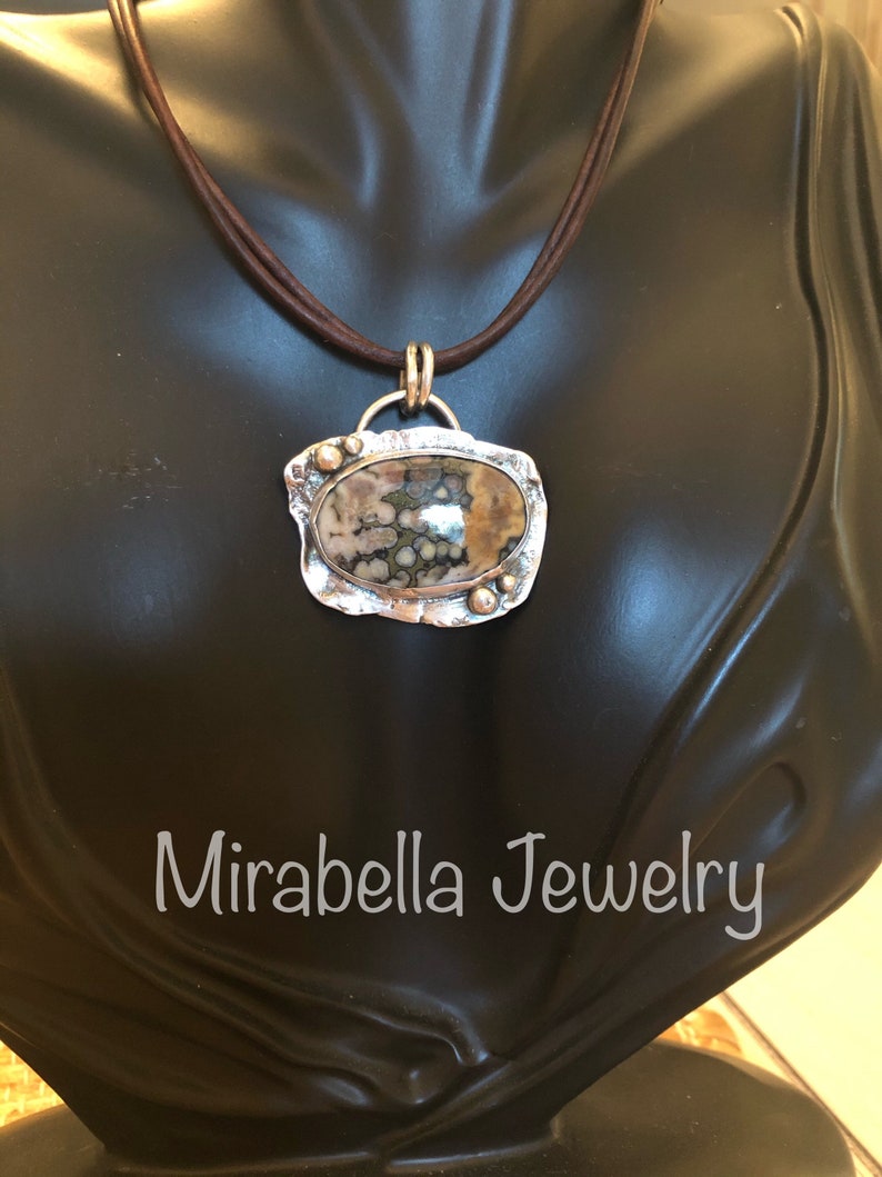 OOAK, Handmade Necklace Metalsmith Silversmith Sterling Silver Ocean Jasper Rustic Necklace Artisan Jewelry BOHO