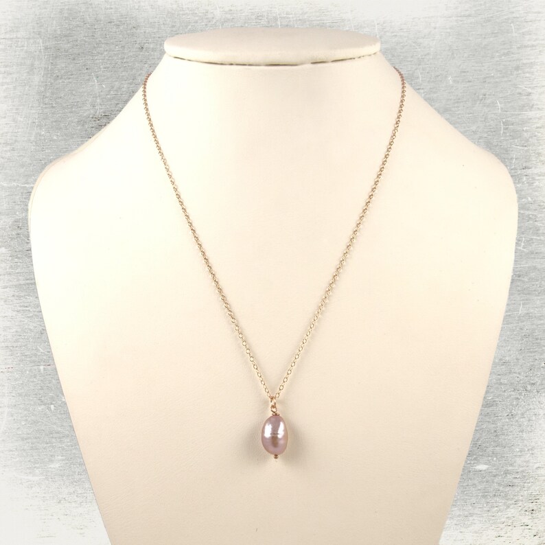 Natural Lilac Pink Pearl Drop Necklace // Irregular Baroque Etsy