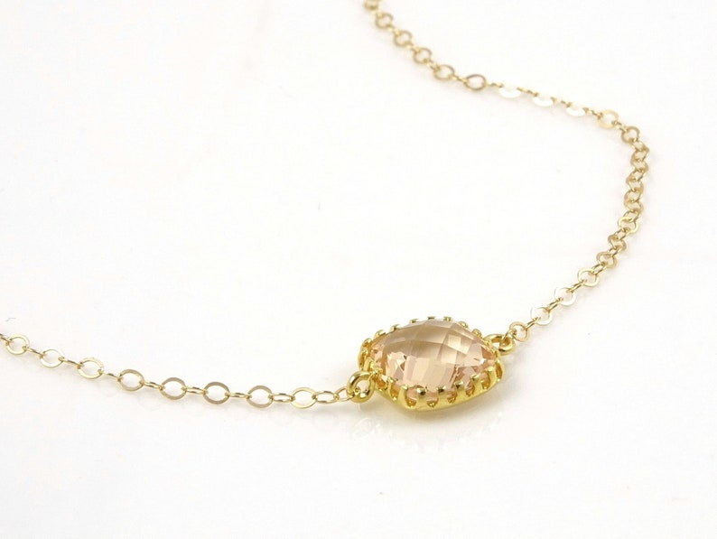 Simple Crystal Necklace for the Maids Color Wedding Jewelry Affordable Bridesmaid Gift Idea Gold Filled Chain