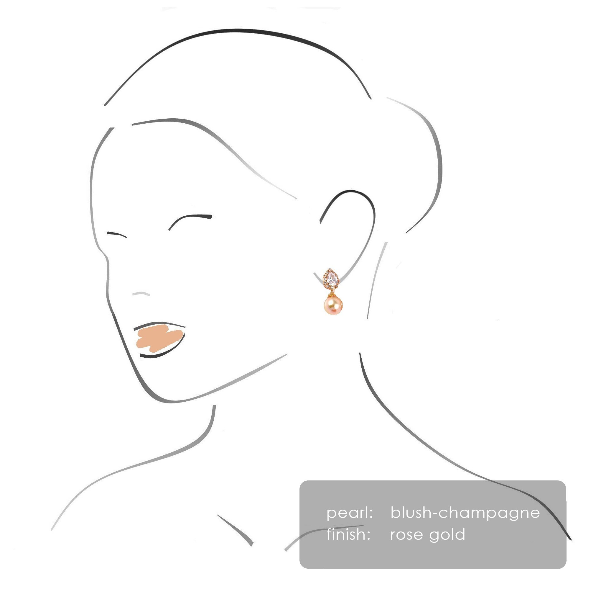 Bridal Earrings Rose Gold/ Fake Diamond Pearl Jewelry with Etsy