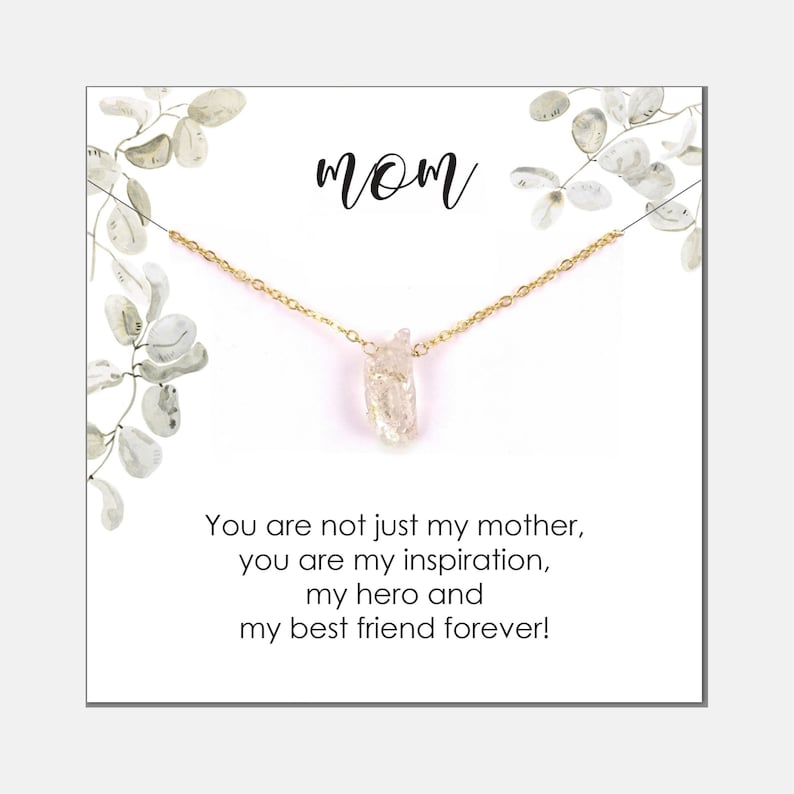 Inspirational Mom Gift from Daughter Jewelry Gift for Mother Necklace Gemstone Raw Herkimer Diamond Necklace for Mom Birthday Gift