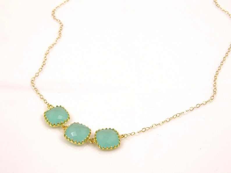 Simple Crystal Necklace for the Maids Color Wedding Jewelry Affordable Bridesmaid Gift Idea Gold Filled Chain