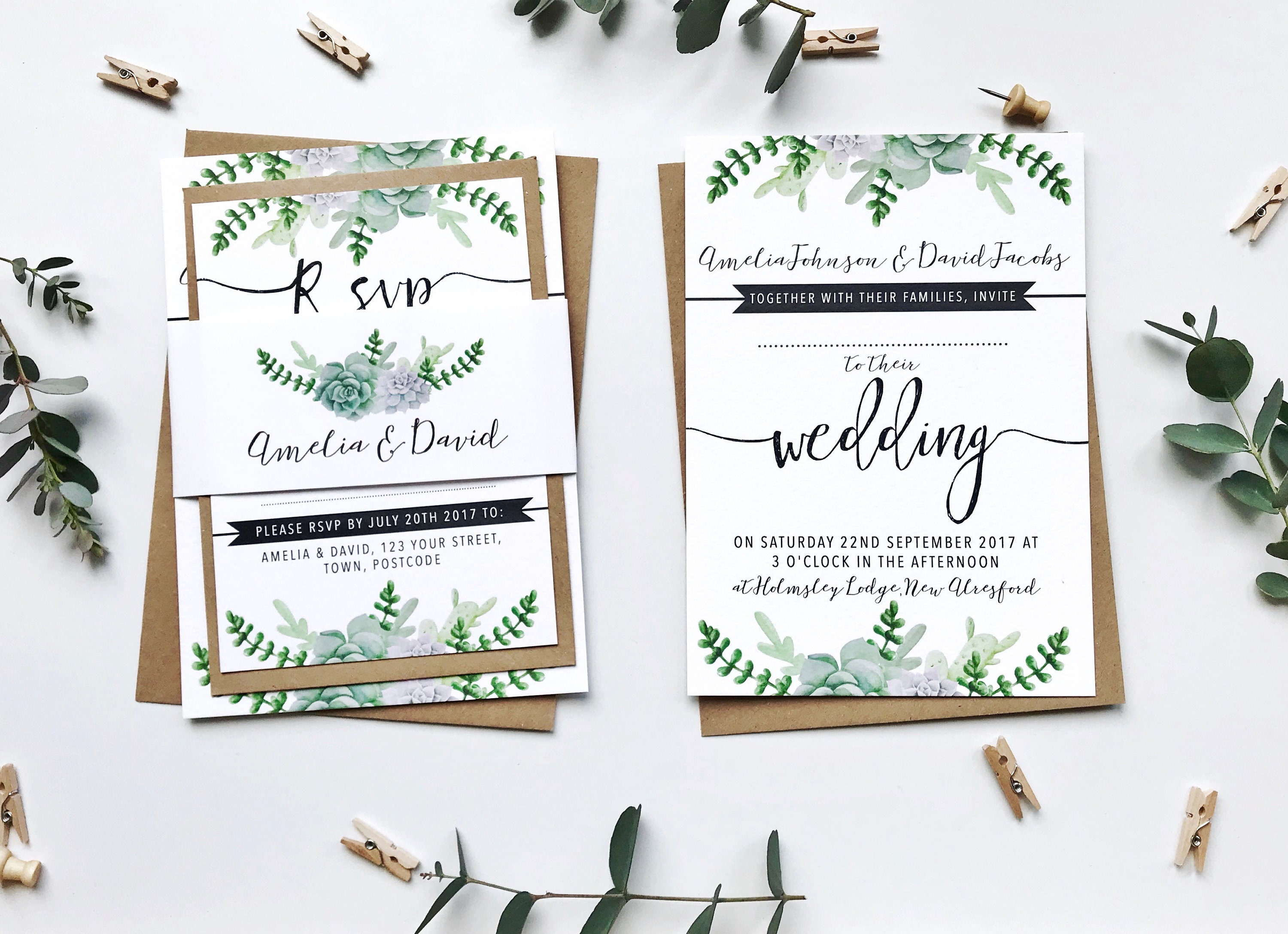 succulents wedding invitation bundle printed sample wedding sample of wedding invitation