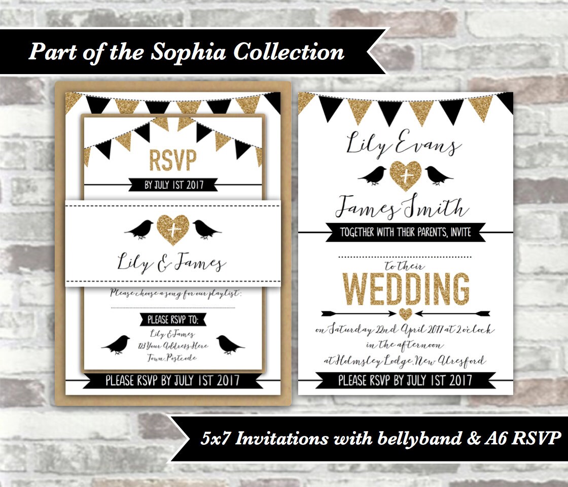 Printable Digital Files Sophia Collection 5x7 Wedding Invites