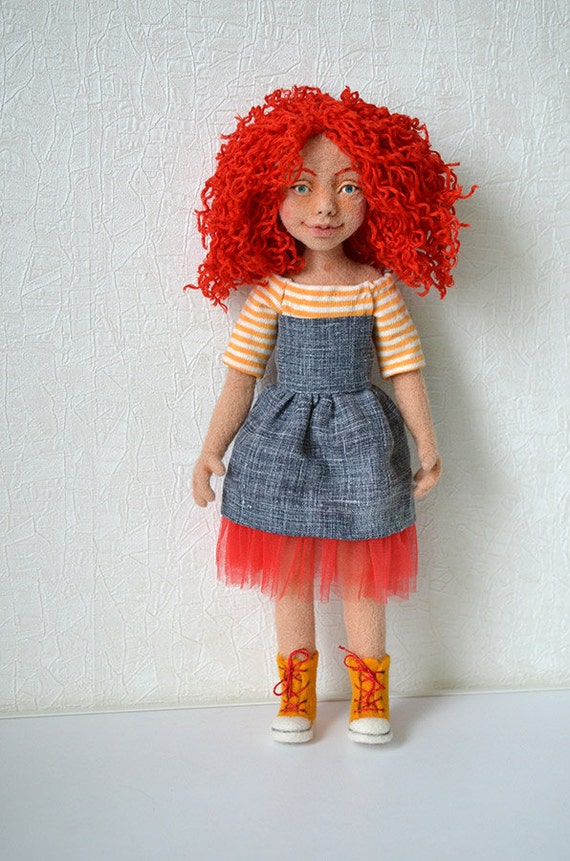 Needle felted doll Collectible toy Interior doll Ginger Etsy