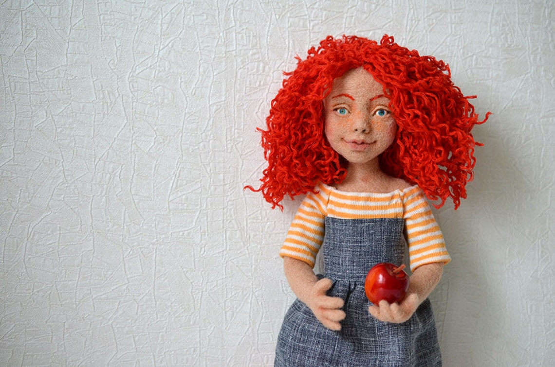 Needle felted doll Collectible toy Interior doll Ginger Etsy