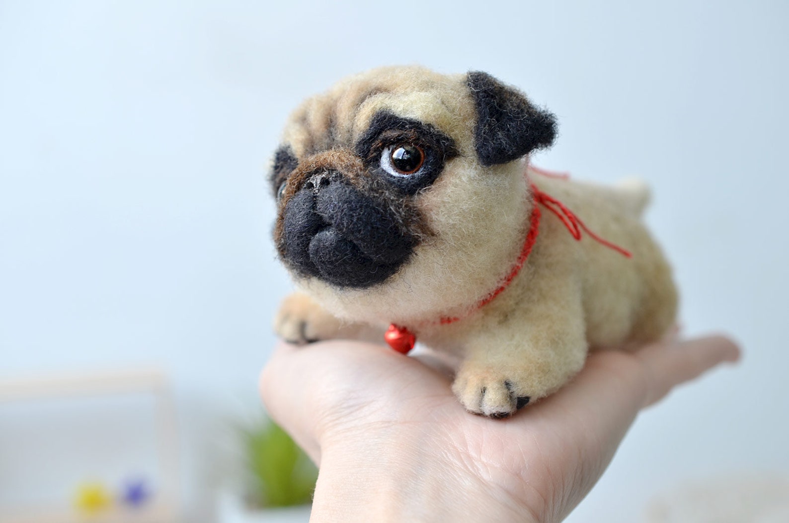 Pug puppy. Needle felted toy. Funny cute dog. Realistic Etsy