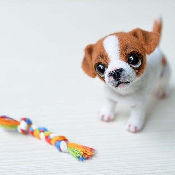 Needle felted terrier puppy. Little felt dog. Sweet animal. Funny toy. Cute little toy. Tiny doggi for doll. Blythe pet.