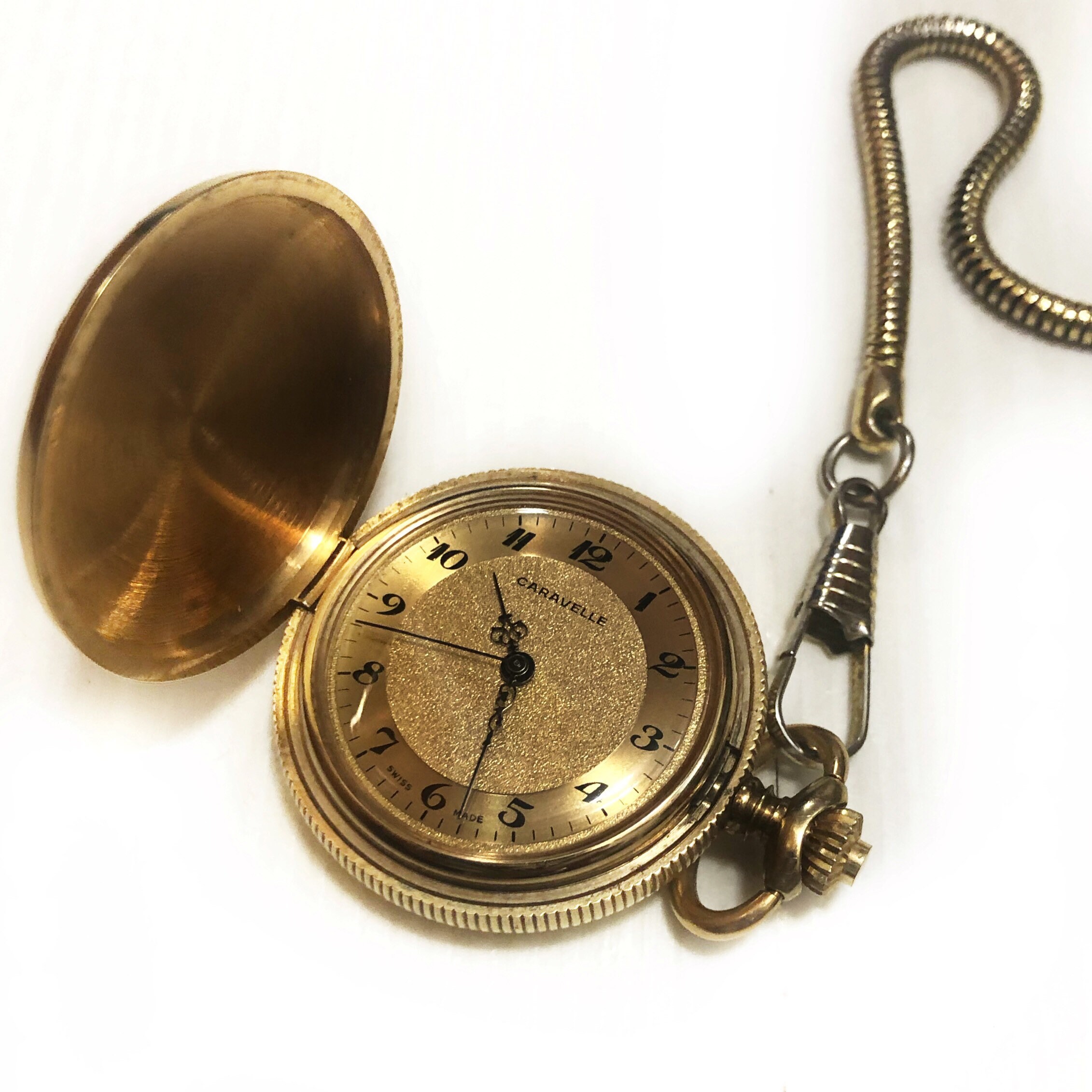 Caravelle Pocket Watch, Swiss Made Bulova Pocket Watch, Gold  display picture 1