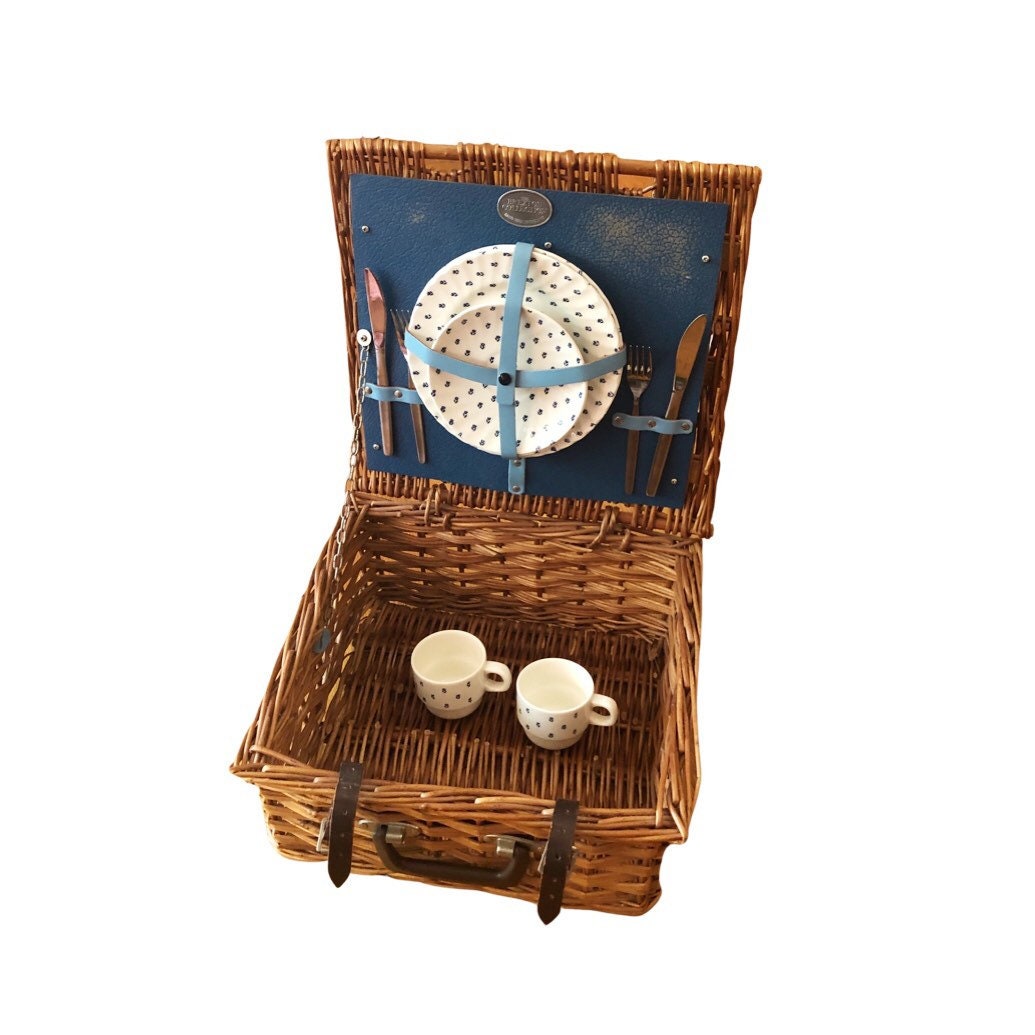 Spit fossiel paperback De Brexton Collection handgemaakte rieten picknickmand met | Etsy