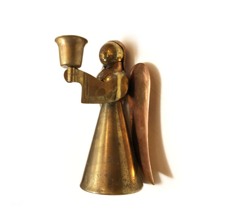 Vintage Christmas Angel Candle Holder Brass and Copper Metal Etsy