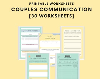 Couples Communication Worksheets, Therapy Workbook (Digital Download)