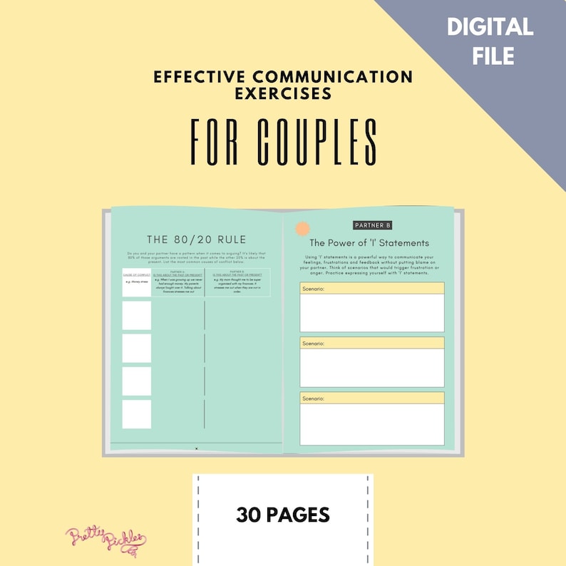 Couples Communication Worksheets Couples Therapy Workbook - Etsy