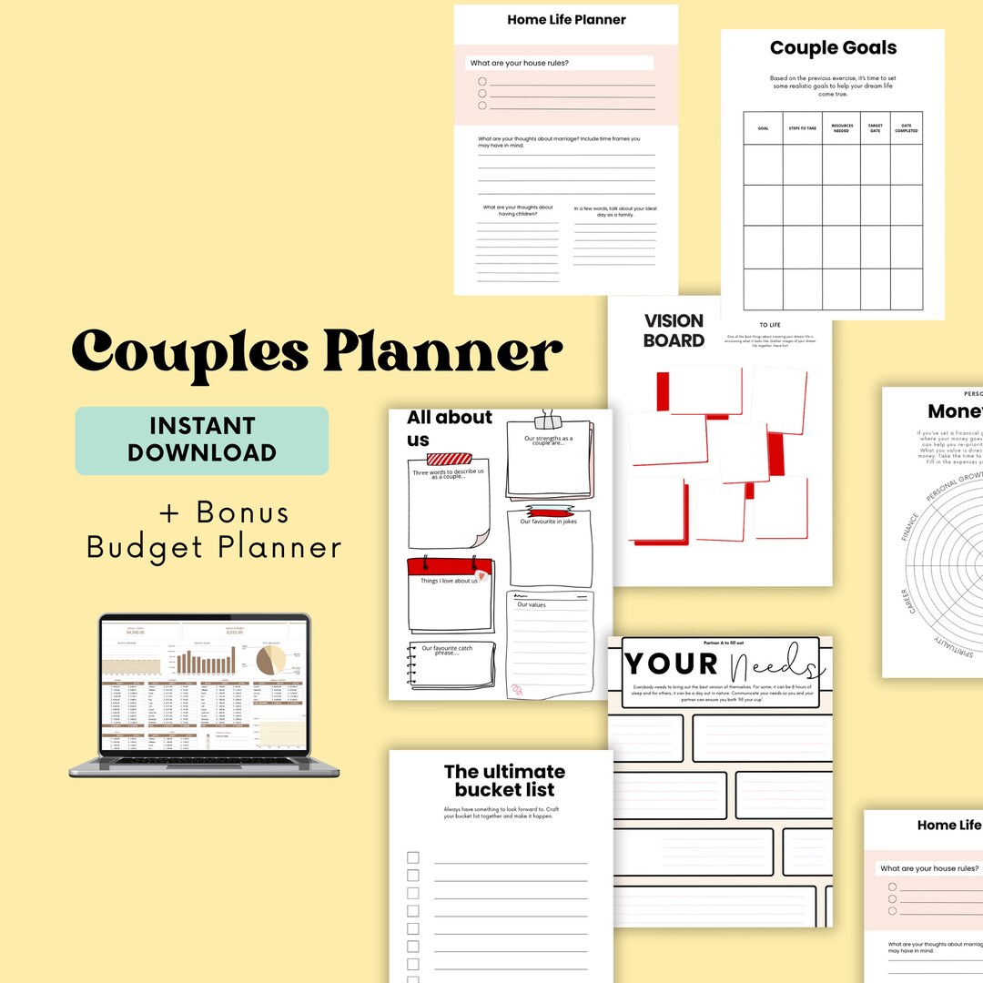 Couples Planner Bundle: Relationship Journal, Budget Spreadsheet ...