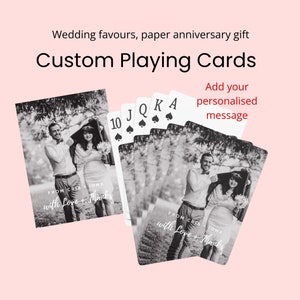 Naipes personalizados Tarjetas de póquer para aniversario de papel Favor de boda personalizado para parejas Naipes personalizados Regalo de agradecimiento