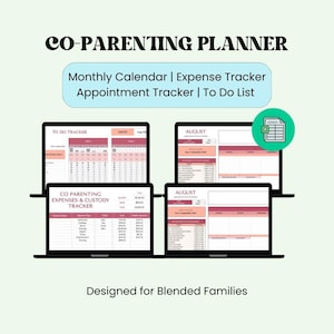 Kalendarz opieki nad dziećmi w ramach współrodzicielstwa Wspólny szablon Arkusz kalkulacyjny Organizator Śledzenie wydatków dla rozwiedzionych rodziców Poradnictwo w zakresie współrodzicielstwa Umówienie wizyty