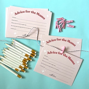 Tarjetas de actividades para baby shower Tarjetas de actividades para bebés Juegos retro para baby shower Mini clavijas rosas Juego de fiesta para baby shower Consejos para la mamá