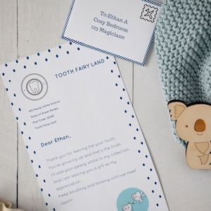 Carta da Fada do Dente para Menino Carta Editável para Fada Primeira Celebração do Dente para Menino Kit da Fada do Dente Carta de Marco Imprimível do Dente