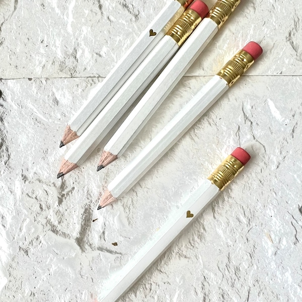 Mini Party Favour Pencils White Pencils Small White Pencils Games Bridal Shower Pencils Baby Shower Game