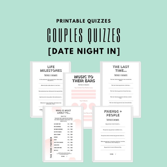 Couples Quizzes Activity Sheets Etsy
