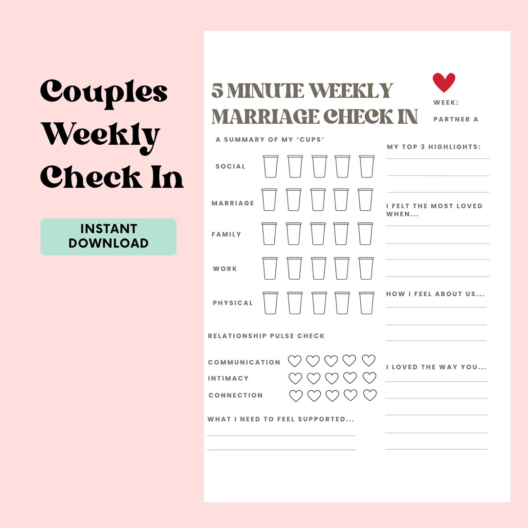 Couples Weekly Check in Worksheet Marriage Health Check Questions Couples Weekly Check in Worksheet Marriage Health Check Questions
