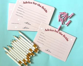 Retro Bridal Shower Advice Cards with Pink Pegs