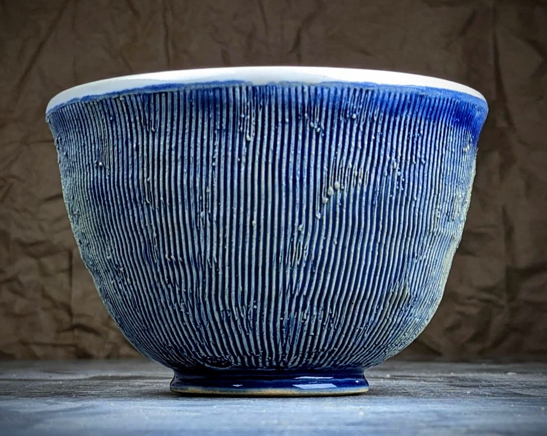Small Blue and White Bowl With Texture. Thrown on the Pottery Wheel - Etsy