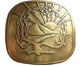 Vintage Tree of Life Sunset Belt Buckle - Landscape - Solid Brass - Sunrise - Moon Sky - Mountains - Gifts for Her or Him - Love