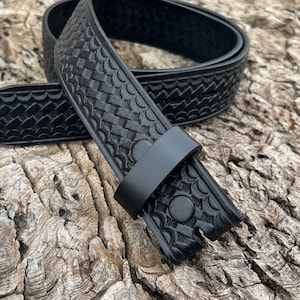 Tooled Black Leather Belt Strap: Western Style Replacement, 1.5&quot; Wide
