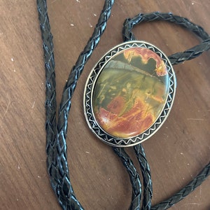 Picasso Jasper Bolo Tie : Leather Cord Cowboy Necklace
