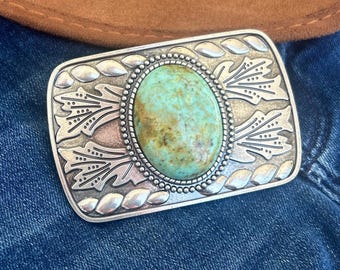 Turquoise Stone Belt Buckle: Western Cowboy Cowgirl Style