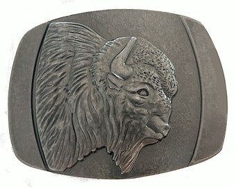 Boucle de ceinture Silver Buffalo Head - Américain - Parc national de Yellowstone - Horns Head - Bison - Spirit Animal - Navajo Indian Bull Pride