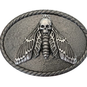 Large Dead Head Moth Belt Buckle - Metal Insect Death Goth Punk Retro Unisex Jewelry Witch Western Rockabilly Men Bug Insect Butterfly