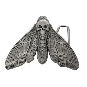 Large Dead Head Moth Belt Buckle - Metal Insect Death Goth Punk Retro Unisex Jewelry Witch Western Rockabilly Men Bug Insect Butterfly