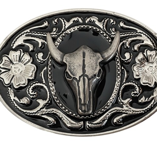 Steer Skull Belt Buckle Bull Cow Skeleton Head Western Style Etsy