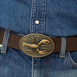 Vintage Brass Lobster Belt Buckle - Nautical Ocean Sea Life