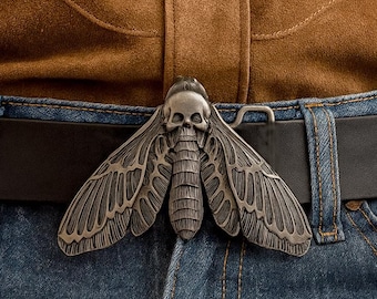 Death Head Moth Belt Buckle - Stainless Steel Goth Jewelry