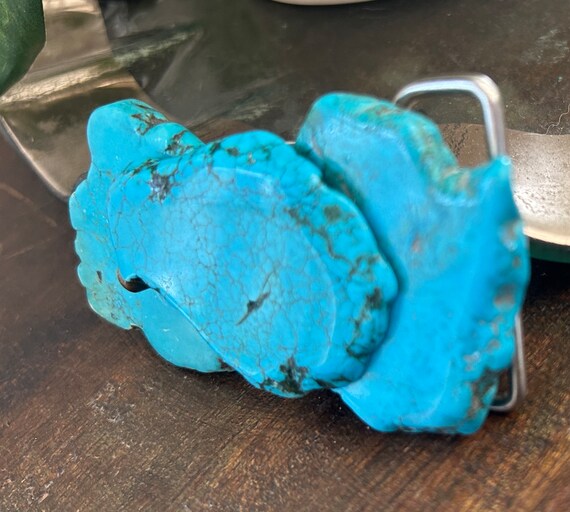 Turquoise Slab Belt Buckle - Large Genuine Stone … - image 3