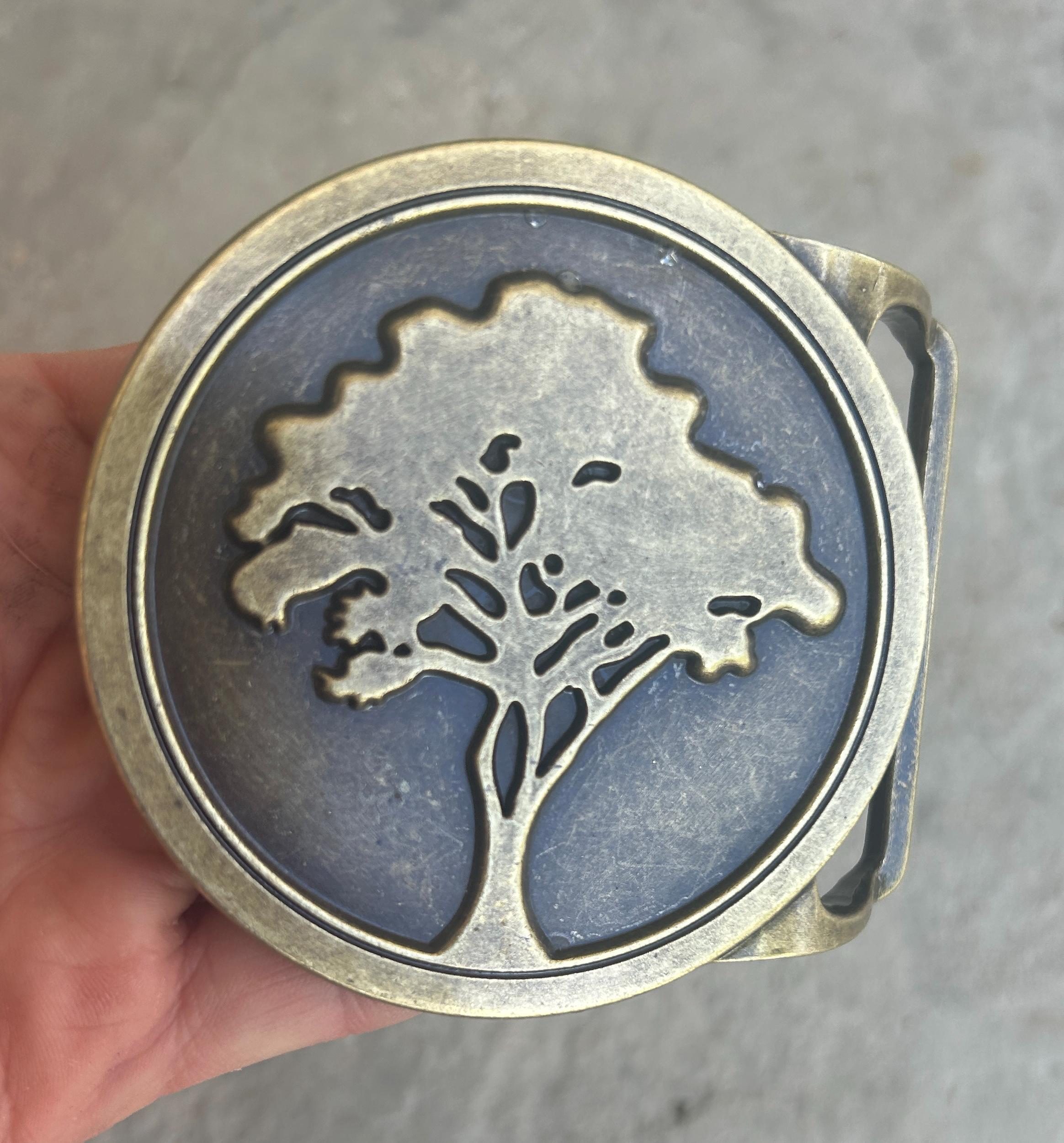 Vintage Fused Glass Tree Belt Buckle Art To Wear Forest Nature Cottagecore For the haunted, the whimsical, the romantic and the strange  main image 2