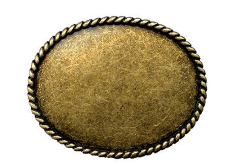Large Western Oval Belt Buckle Rope Border Western Style Etsy