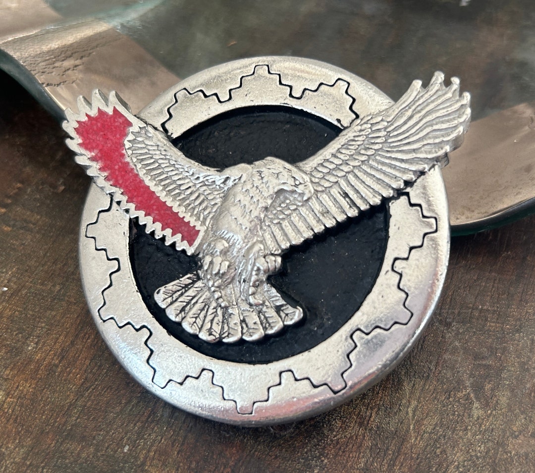 Beautiful Rare Vintage Belt Buckle - Eagle - Crushed Coral Inlay ...