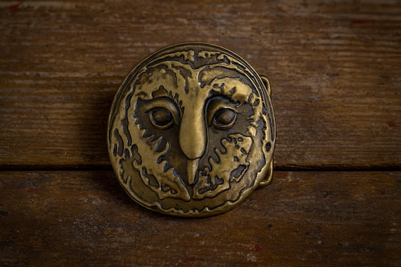 Vintage Brass Owl Head Belt Buckle - Bird Lover Gift - Etsy display picture 3