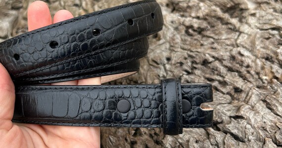 Black Alligator Print Leather Belt Strap - 1 display picture 3