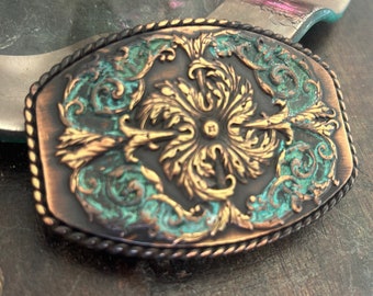 Antique Turquoise Copper Tone belt buckle