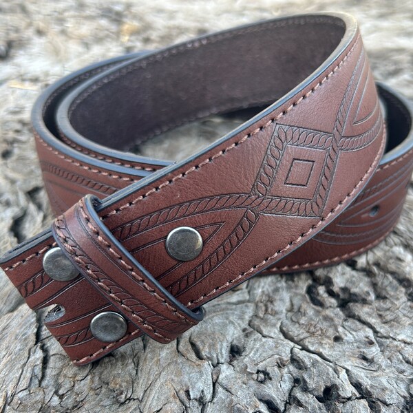 Tooled Belt Women Western Snap Etsy