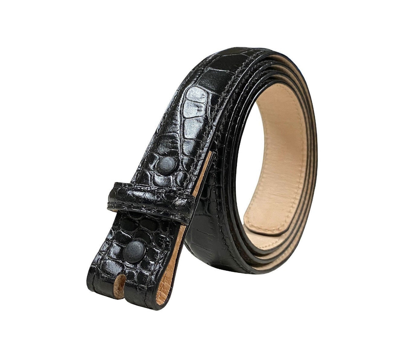 Black Alligator Belt for Men Etsy