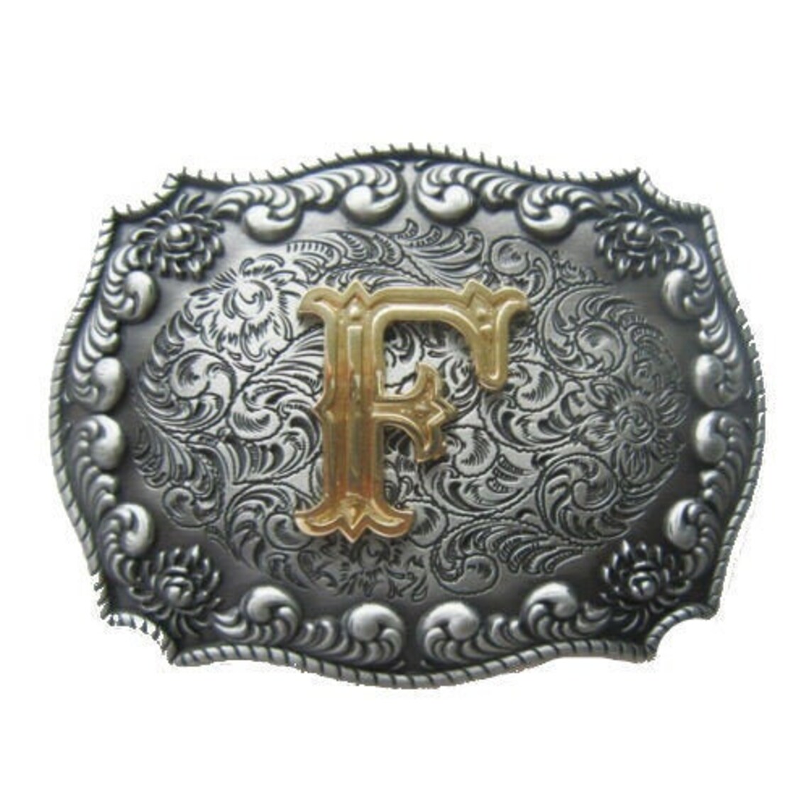 Letter Belt Buckle AZ Large Western Style Silver Gold Etsy UK