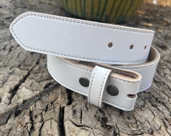 Genuine White Leather Snap Belt Strap - Mens Women's Sizes - Thick - For Buckles - Change your buckle Idea Replacement Casual Dress Man